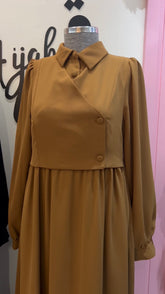 فستان مسلمة خردلي