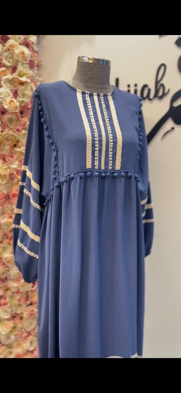 فستان ازرق كريب خشن